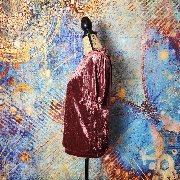 the GeT Purple Velvet Puff Sleeve Top - Picture 4 of 9